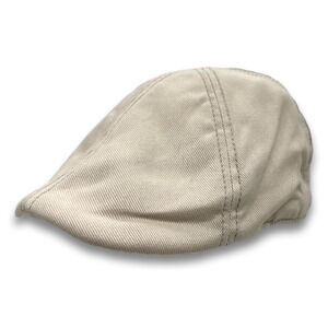 Beige Newsboy Flat Cap 100% Cotton Ivy Golf Cabbie Chauffeur Driver Bakers Hat